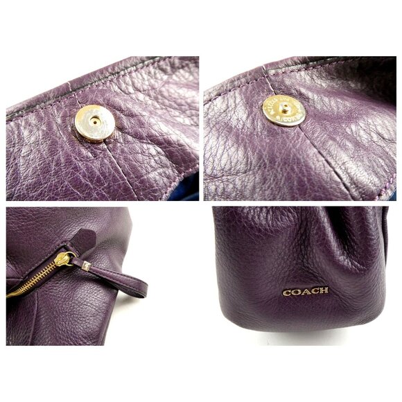 Coach Madison Phoebe Purple Leather Hobo Shoulder Bag 26224 - Picture 11 of 13
